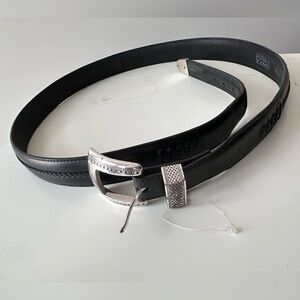 Onyx‎ by Brighton Black Leather Belt with Silver tone Buckle